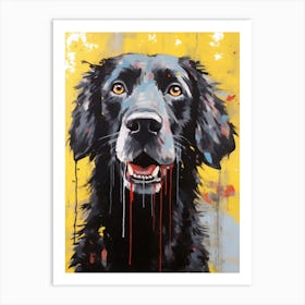 Flat-coated Retriever Watercolor Portrait Graffiti Artwork Flatty Art Print