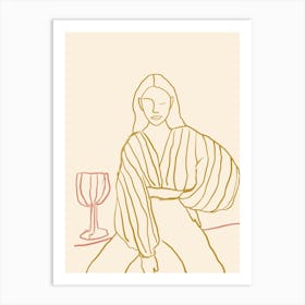 Woman With Wine Glass Art Print