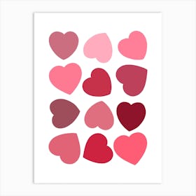 Heart Pattern in Red and Pink Art Print