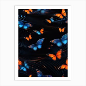 Blue And Orange Butterflies Art Print