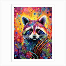 A Cozumel Raccoon Vibrant Paint Splash 1 Art Print