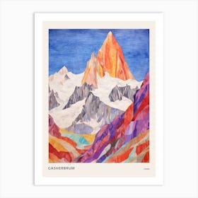 Gasherbrum China 2 Colourful Mountain Illustration Poster Art Print