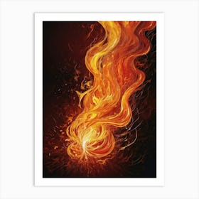 Fire On Black Background 1 Art Print