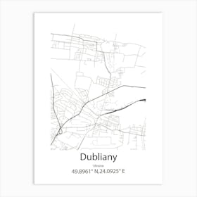 Dubliany,Ukraine Minimalist Map Poster