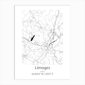 Limoges,France Minimalist Map Art Print