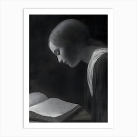 Dark Gothic Woman Reading A Book 1 Art Print