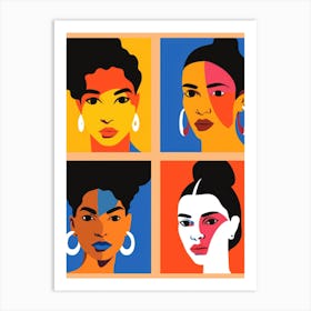 Four Women'S Faces Art Print