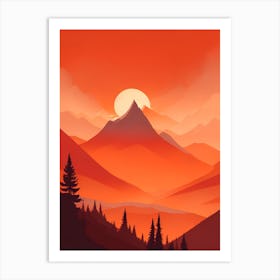 Misty Mountains Vertical Composition In Orange Tone 179 Art Print