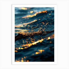 Water Splashes At Sunset Art Print