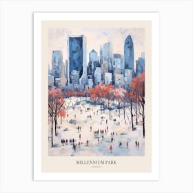 Winter City Park Poster Millennium Park Chicago 1 Art Print