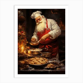 Santa Claus Cooking Art Print