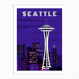 Seatle, USA — Retro travel minimalist poster Art Print