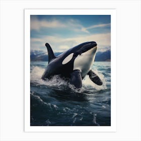 Realistic Orca Whale Icy Mountain Photography Style 4 Art Print