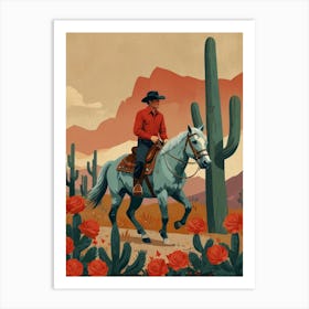 Cowboy In The Desert 27 Art Print