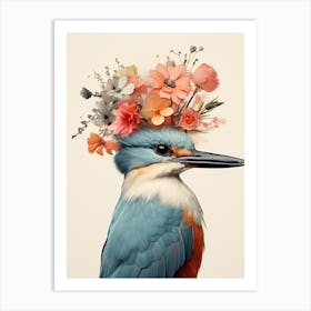 Bird With A Flower Crown Kingfisher 1 Art Print
