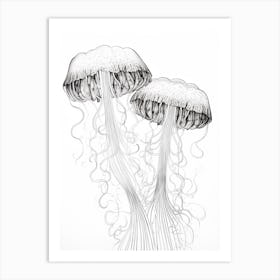 Comb Jellyfish Drawing 2 Art Print