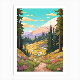 Kepler Track New Zealand 2 Hike Illustration Art Print