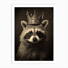 Vintage Portrait Of A Guadeloupe Raccoon Wearing A Crown 3 Art Print