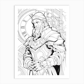 Line Art Inspired By The Night Watch 1 Art Print