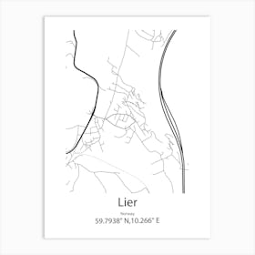 Lier,Norway Minimalist Map Art Print