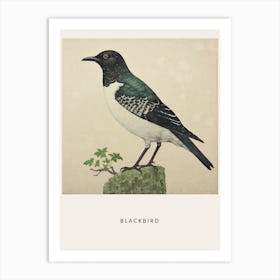 Ohara Koson Inspired Bird Painting Blackbird 3 Poster Art Print