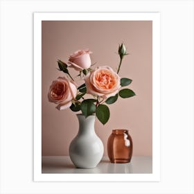 A Vase Of Pink Roses 74 Art Print