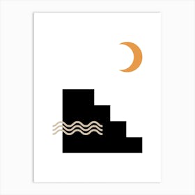 Moon And Waves Art Print