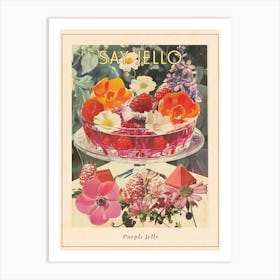 Purple Jelly Retro Dessert Collage 3 Poster Art Print