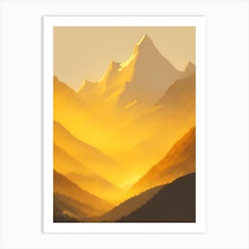 Misty Mountains Vertical Composition In Yellow Tone 17 Art Print