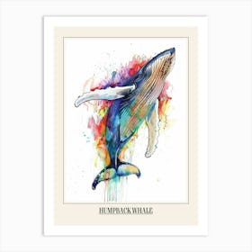 Humpback Whale Colourful Watercolour 1 Poster Art Print