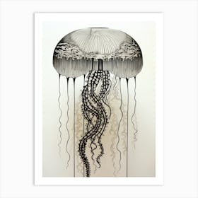 Upside Down Jellyfish Pencil Drawing 6 Art Print