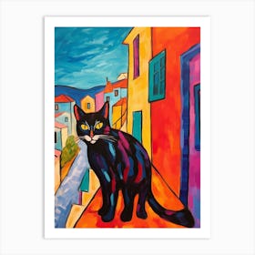 Painting Of A Cat In Otranto Italy Art Print