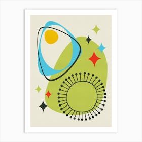 Mid Century Modern Atomic Age 14 Green, Blue Art Print