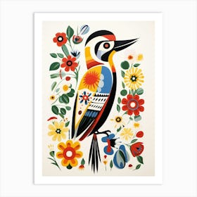 Scandinavian Bird Illustration Woodpecker 1 Art Print