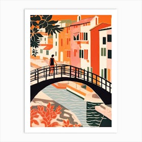 Ponte Della Maddalena, Lucca, Italy Colourful 2 Art Print