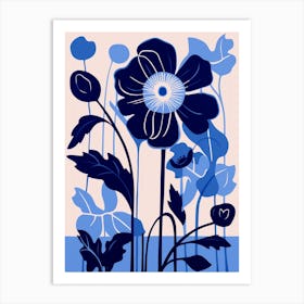 Blue Flower Illustration Oxeye Daisy 2 Art Print