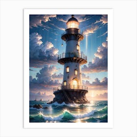 A Lighthouse In The Middle Of The Ocean 74 Art Print