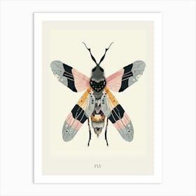 Colourful Insect Illustration Fly 2 Poster Art Print