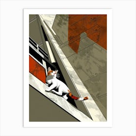 Cat On The Roof 1 Art Print