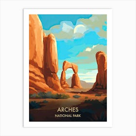 Arches National Park Travel Poster Illustration Style 4 Art Print