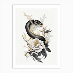 Egyptian Cobra Snake Gold And Black Art Print