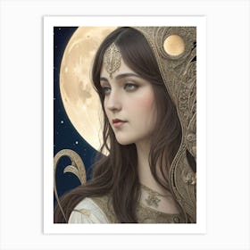 The Girl and the Moon Art Print