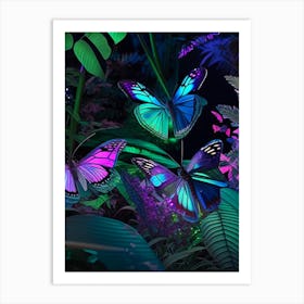 Butterflies In Botanical Gardens Holographic 2 Art Print