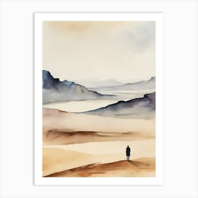 Abstract Watercolor Landscape Solitary Figure 4 Art Print