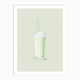 Pistachio Milkshake Dairy Food Minimal Line Drawing 1 Art Print