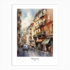 Nice, France 7 Watercolor Travel Poster Art Print