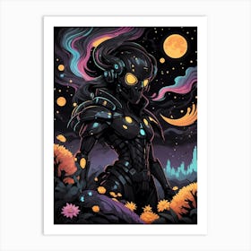 Alien Girl In Space Art Print