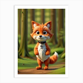 Cartoon Fox In The Forest 1 Art Print