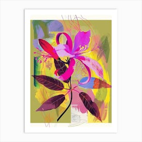 Fuchsia 1 Neon Flower Collage Art Print