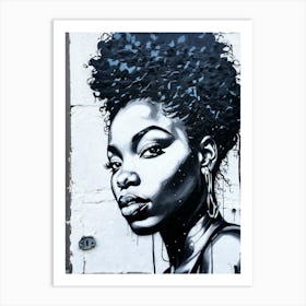 Graffiti Mural Of Beautiful Black Woman 297 Art Print